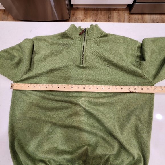 Magee 1866 Sweater Mens XXL "Fits Large" Green 1/4 Zip Long Sleeve 100% Cotton - Picture 11 of 13